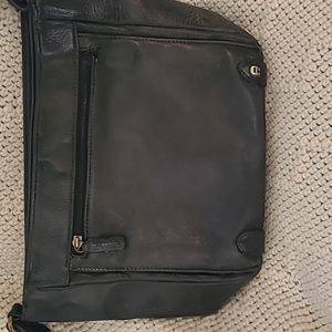 ETIENNE AIGNER black genuine leather bag.  2 compartment inside.